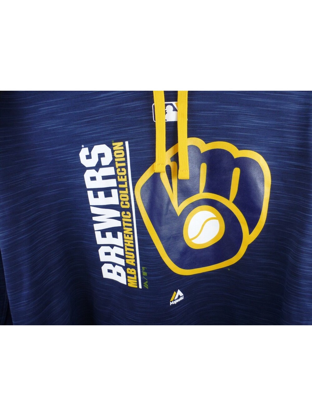 Majestic MLB Milwaukee Brewers Hoodie 2XL Men's Navy Blue Activewear K3A - Picture 3 of 16